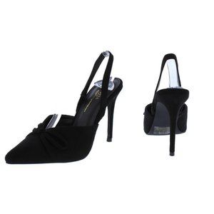 "Jerry" Black Bow Pointed Toe Slingback Stiletto H